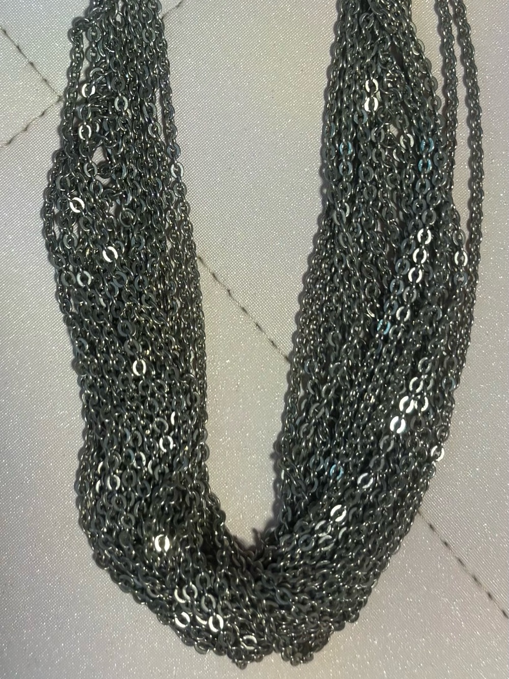 Gunmetal Multi-Strand Statement Necklace | Edgy Layered Chain Bib